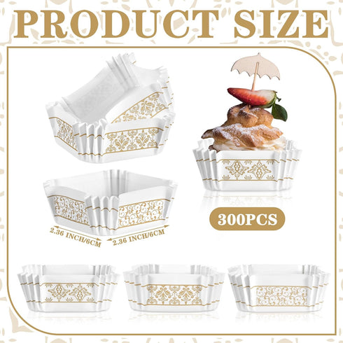 300 Pcs Square Cupcake Liners, 2.36 Inches Brownie Cupcake Cups for Wedding, Baby Shower, Birthday Party
