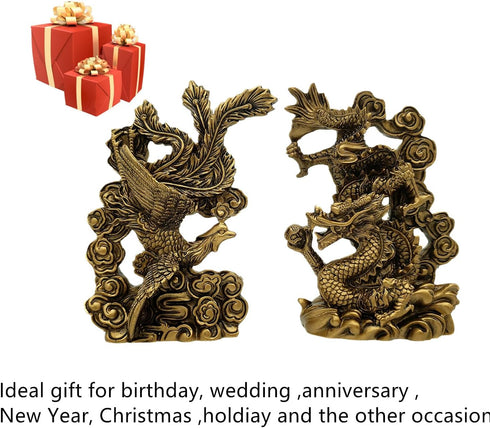 Betterdecor Feng Shui Chinese Dragon and Phoenix Statue, Decoration for Family Harmony, Love, and Prosperity