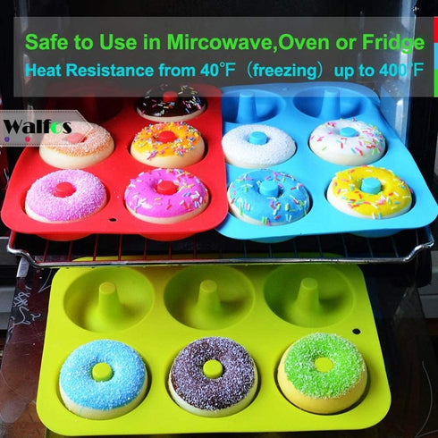 Walfos Silicone Donut Mold - Non-Stick Doughnut Pan Set, Heat Resistant, BPA FREE, Set of 2