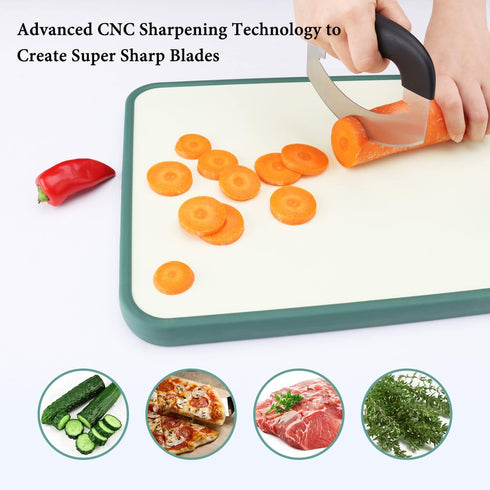 KITCHENDAO Super Sharp Pizza Cutter Mezzaluna, Advanced CNC Sharpening Technology, Rocker Slicer