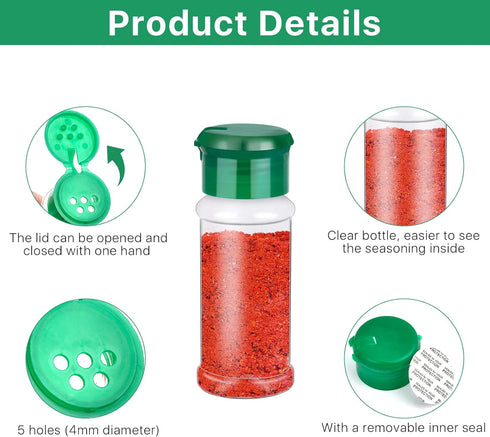 Supkiir 50Pcs 3.3 oz/100ml Plastic Spice Jars, Spice Containers with Shaker Lids Bottles Seasoning Shaker Jars