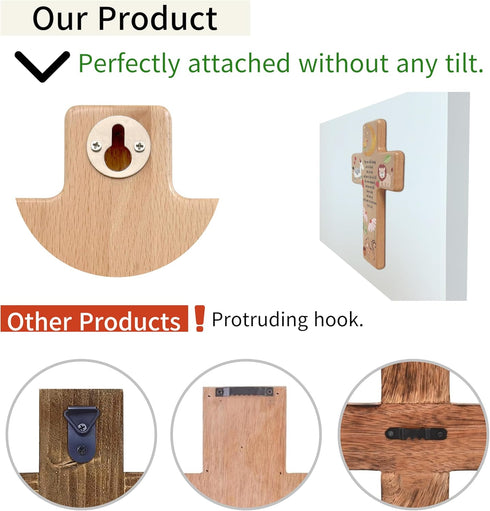 Oraaham Baby Wall Cross-Decorative Wood Cross & angel Child room Wall Hanging for Nursery Perfect Keepsake Baptism
