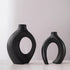 Set 2, Liotww Black Vases Home Decor of Ceramic Black Small Flower Vase, Minimalist Boho Decorative Modern Donut Vase