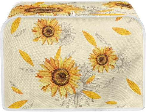Sunflowers Toaster Cover,4 Slice Toaster Appliance Dust Cover,Flower Theme Kitchen Small Appliance Covers,Fits for Most Standard Long Slot Toasters