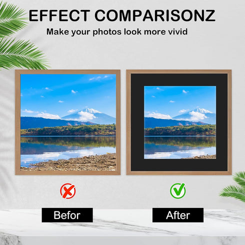 15 Pack 12x12 8x8 Black Picture Mats, Frame Mattes for Pictures Display Photo Frame Mat Core Bevel Cut Mat Board Show