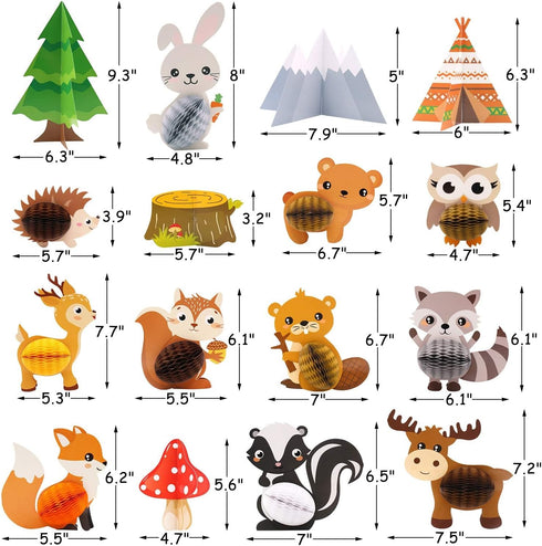 Distaratie Woodland Baby Shower Decoration Table Centerpieces, Woodland Animals for Party Event, Set of 16