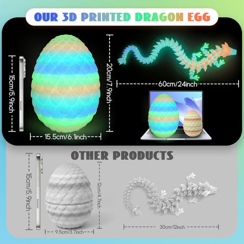 3D 3D Decor(12 Printed Dragon Egg - Easter Egg, Surprise Egg with Flexible Pearly Sheen Dragon Inside, Printed Gift