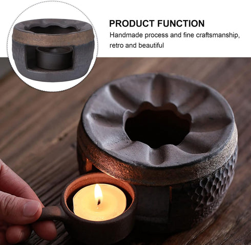 Hemoton Ceramic Tea Warmer, Teapot Warmer Candle Stand for Heating Tea