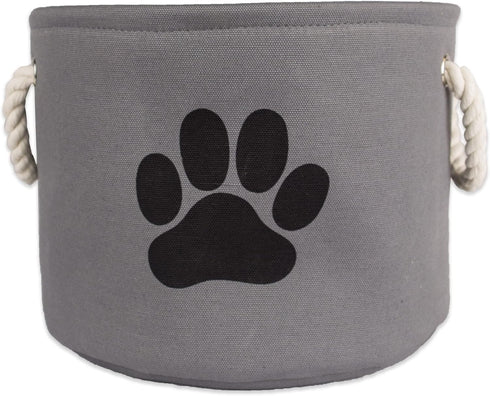 Bone Dry Medium Round Pet Storage Collection Collapsible Bin, Gray