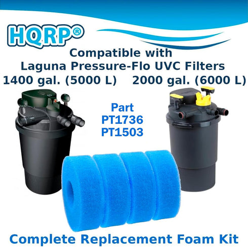 4-Pack 1400 (5000 2000 (6000 PT1736 PT1503 HQRP Foam Sponge Filter Media Compatible with Laguna Pressure-Flo gal. L)