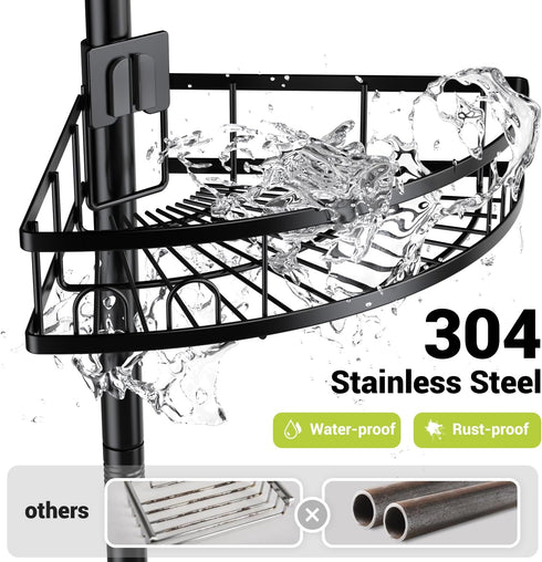 4-tier Aitatty Corner Shower Caddy Standing: Rustproof Shower Organizer Shelf - Floor Shower Corner Shelf Rack Stand
