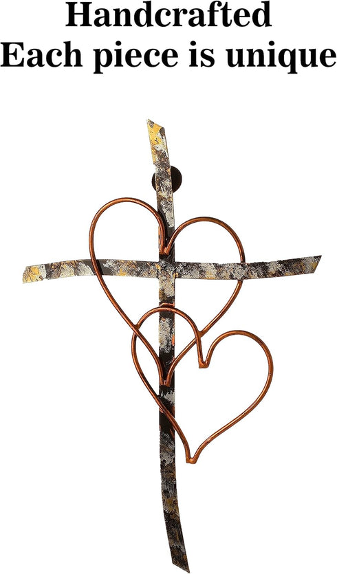 RELY+ Entwined Hearts Wall Cross, Metal 13 X 9 Inch, Entangled Heart Iron Wall Decor Gift for Living Room