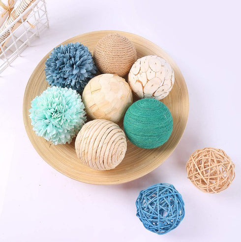 9pcs 3.5 Inch Fall Decorative Ball Orb Rattan Woven Orbs for Home Party Wedding Display Decor Props