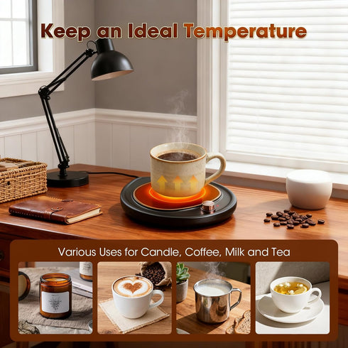 2-Temp Setting (131 113) Coffee Mug Warmer - Large Candle Warmer Plate, & & Fast Heating, Elegant Desk Warmer