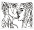 Ruibo Kissing Couple Abstract Sketch Art Wall Hanging Tapestry, Beach Throw, 59" x 51"