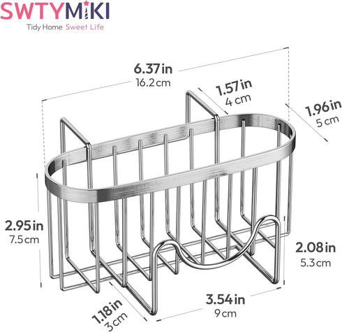 SWTYMIKI Sponge Holder for Kitchen Sink - Movable Kitchen Caddy with M Shape Hook, Stainless Steel Hanging Sponge Caddy