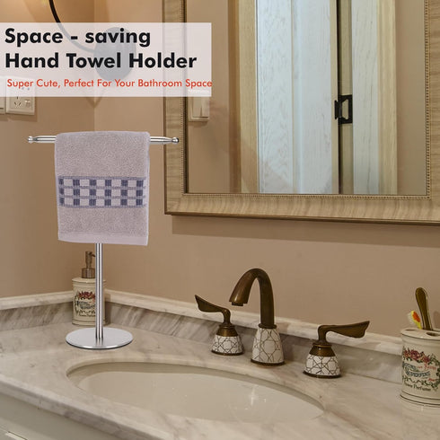 Stainless Steel T-Shape Hand Towel Holder Stand for Bathroom Vanity Countertop, Brushed Nickel Towel Rack