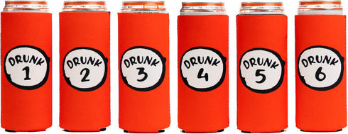 Baxendale Set of 6 Tall Can Sleeves for Slim and Tall Beer Cans, 12oz Insulated Cooler Sleeves, Compatible with
