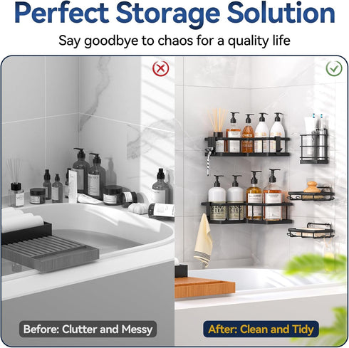 5-Pack YASONIC Corner Shower Caddy, Adhesive Rustproof Stainless Steel Shower Organizer with Soap Holder, No Drilling