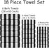 18 Set Loop-6 Towels,6 Towels,6 Set Pcs Black White Stripe Bath Towel with Hanging Bath Hand Washcloths Soft Family