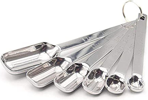 MEKBOK Heavy Duty Stainless Steel Measuring Spoons, Set of 6 for Dry or Liquid, Fits in Spice Jar