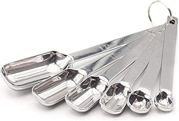 MEKBOK Heavy Duty Stainless Steel Measuring Spoons, Set of 6 for Dry or Liquid, Fits in Spice Jar