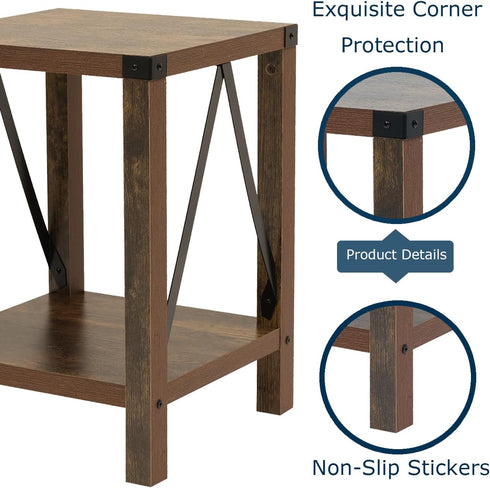 Rustic Brown Nightstand with Dual Options for Bedroom & Living Room