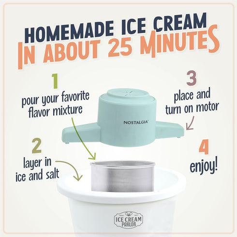 Nostalgia Electric Ice Cream Maker, Parlor Style, Old Fashioned Soft Serve Machine, 4 Quart