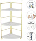 Golden 3-Tier Kitchen Spice Rack, Triangle Bathroom Countertop Storage Shelf, Stackable Organizer, Corner Shelf