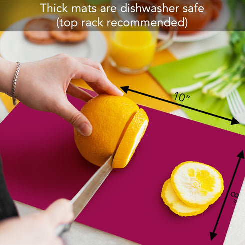 Cut N’ Funnel Rosewater 4 Pack Thick Plastic Cutting Board Mats, 10” x 8”, BPA & PVC Free, Made in the USA