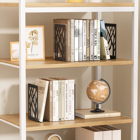 7 4.7 3.5, Black,2 Pair/4 MaxGear Book Ends Tree Design Modern Bookends for Shelves, Non-Skid Book Holder, Heavy Duty