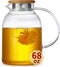 Large Glass Teapot 68 fl oz with Infuser, Stovetop Safe, Thickened Borosilicate Glass, Bamboo Lid