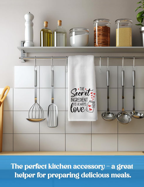 The Secret Ingredient is Always Love: Funny Kitchen Towels, Flour Sack Dish Towels, Housewarming Gifts