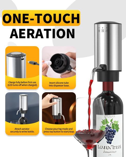 Set 8-in-1 Set 2 CIRCLE JOY Rechargeable Electric Wine Opener Stainless Steel Automatic Wine Bottle Opener Gift