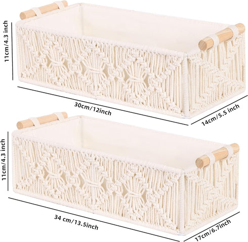 Macrame Storage Baskets Boho Decor Box for Organizing, Handmade Woven Decorative Basket for Countertop Toilet Tank Shelf Cabinet Organizer Bedroom Livingroom Home by SlenyuBridal