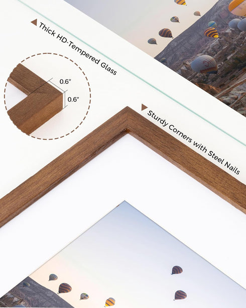 8x10 5x7 8x10 1 Pack Marsmiles Wooden Picture Frame, USA-Sourced Natural Oak Solid Wood Photo Frame with Plexiglass