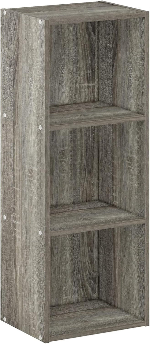 3-Tier Furinno Pasir No Tool Assembly Open Shelf Bookcase, French Oak