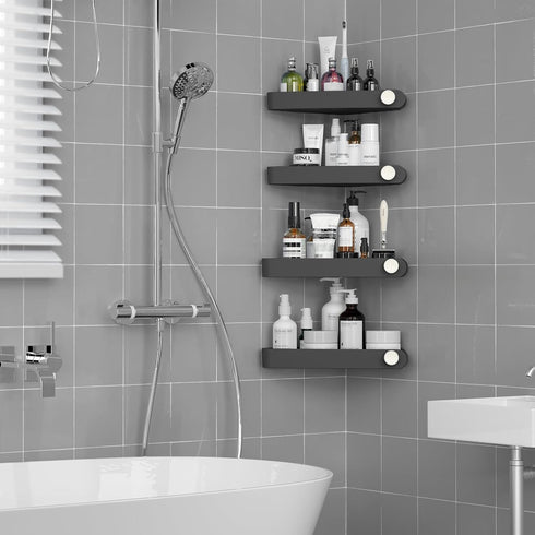 90 4 Pack Sotfamily Plastic Shower Caddy Corner (for Only), Adhesive Corner Shower Shelves for Smooth Wall Bathroom