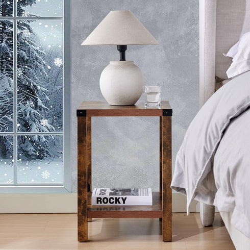 Rustic Brown Nightstand with Dual Options for Bedroom & Living Room