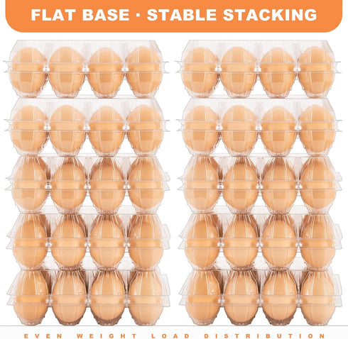 Lixavaer 100 Pack 34 Clear Plastic Egg Cartons, Reusable Stackable Egg Containers for Farm, Market & Fridge Storage