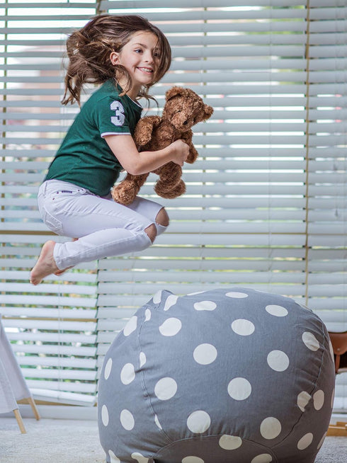 WEKAPO Stuffed Animal Storage Bean Bag Chair Cover for Kids | Stuffable Zipper Beanbag for Organizing Children Plush