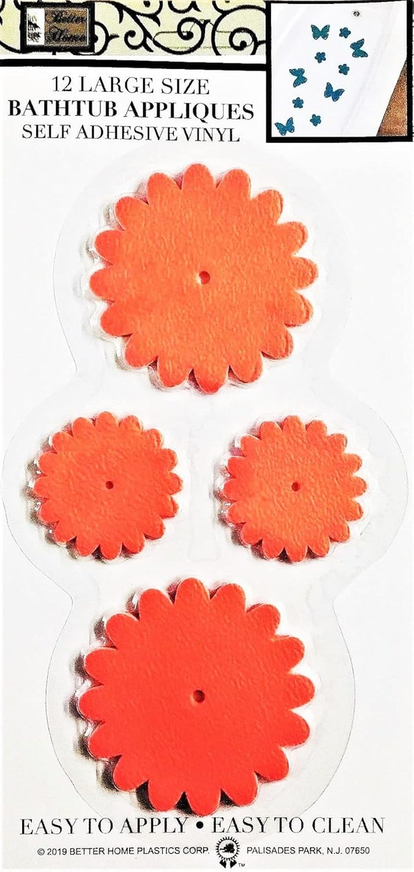 Better Home 12 Gear Wheel Shape Bathtub/Shower Appliques Non-Slip Treads, Latest Decoration Colors (Orange)