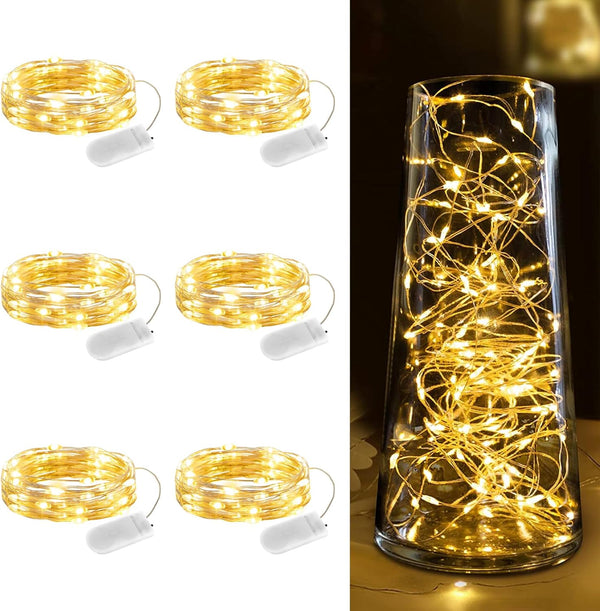 Minetom 6 Pack Fairy Lights Battery Operated String Lights - 7ft 20LED