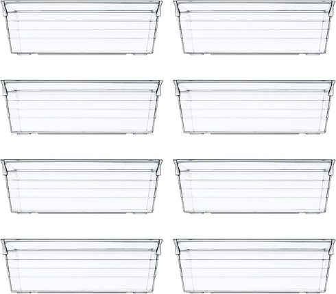 Backerysupply Clear Plastic Drawer Organizer Tray for Vanity Cabinet (Set of 8)