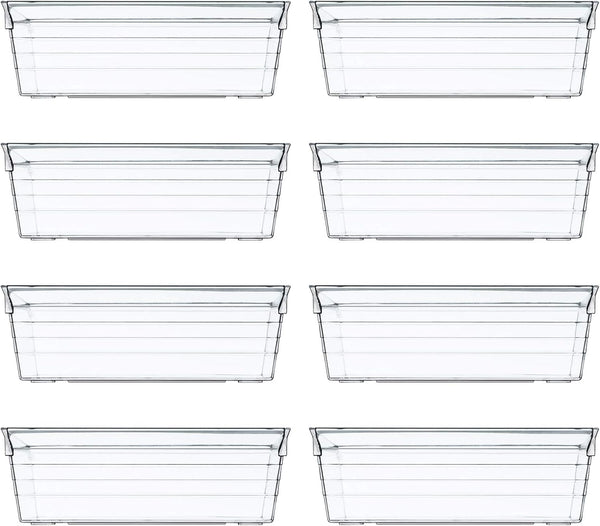Backerysupply Clear Plastic Drawer Organizer Tray for Vanity Cabinet (Set of 8)