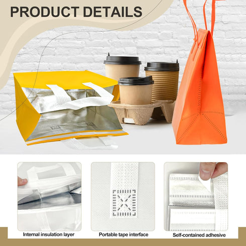 120 (9.5 9.5 6 (120, 24x24x15) Pcs Insulated Take Out Bags Bulk in Thermal Insulation Lunch Bag for Hot Cold Food Pizza
