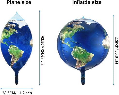 Gejoy 10 Pack 22 Inch Inflatable Earth Globe Balloons with 2 Rolls Ribbons for Bon Voyage Party Decor