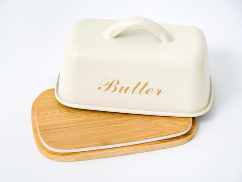 Plexon Counter Counter Metal Butter Dish with Lid and Handle, Covered Butter Dish Airtight, Cute Butter Keeper
