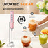 YUSWKO Pink Handheld Milk Frother with Stand, Rechargeable Electric Whisk, 3 Heads, 3 Speeds for Coffee, Latte