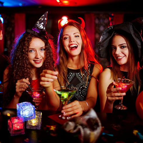 Light Up Ice Cubes - 12/24/60/96 Pack Multi Color LED Ice Cubes for Drinks, Waterproof Reusable for Parties